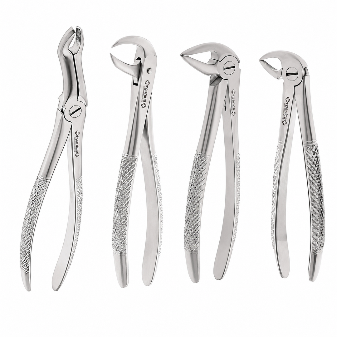 Organica Plus Instruments Stainless-Steel Dental Extraction Forceps Set – Figures 86C, 67, 33L and 33S for Professional Extraction and Clinical Workflows