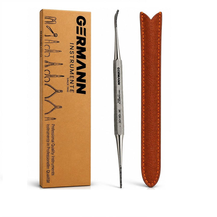 Organica Plus Straight and Curved Toenail Cleaner and File with Pouch – Stainless-Steel Nail-Care Tool