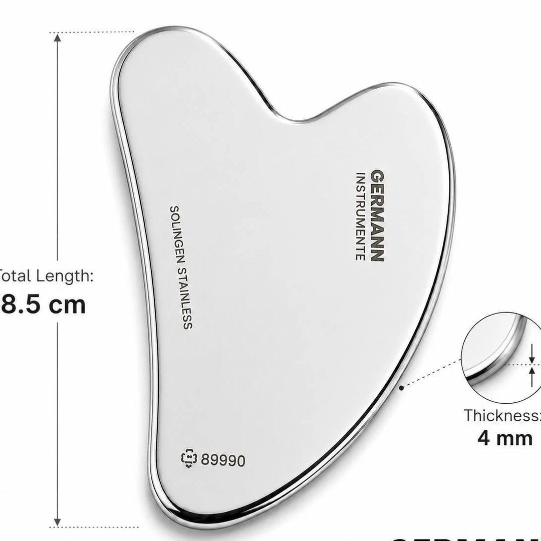 Germann Instrumente Stainless-Steel Gua Sha Facial Massage Tool – Professional Beauty Tool for Face, Jawline and Neck Massage Routines