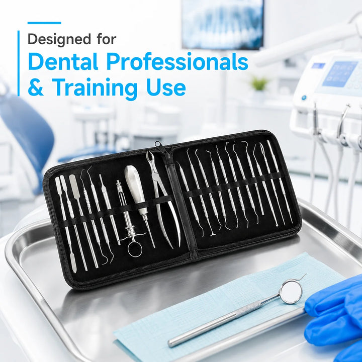 Organica Plus Instruments 20-Piece Stainless-Steel Dental Extraction and Examination Kit – Professional Instrument Set for Trained Clinical Workflows