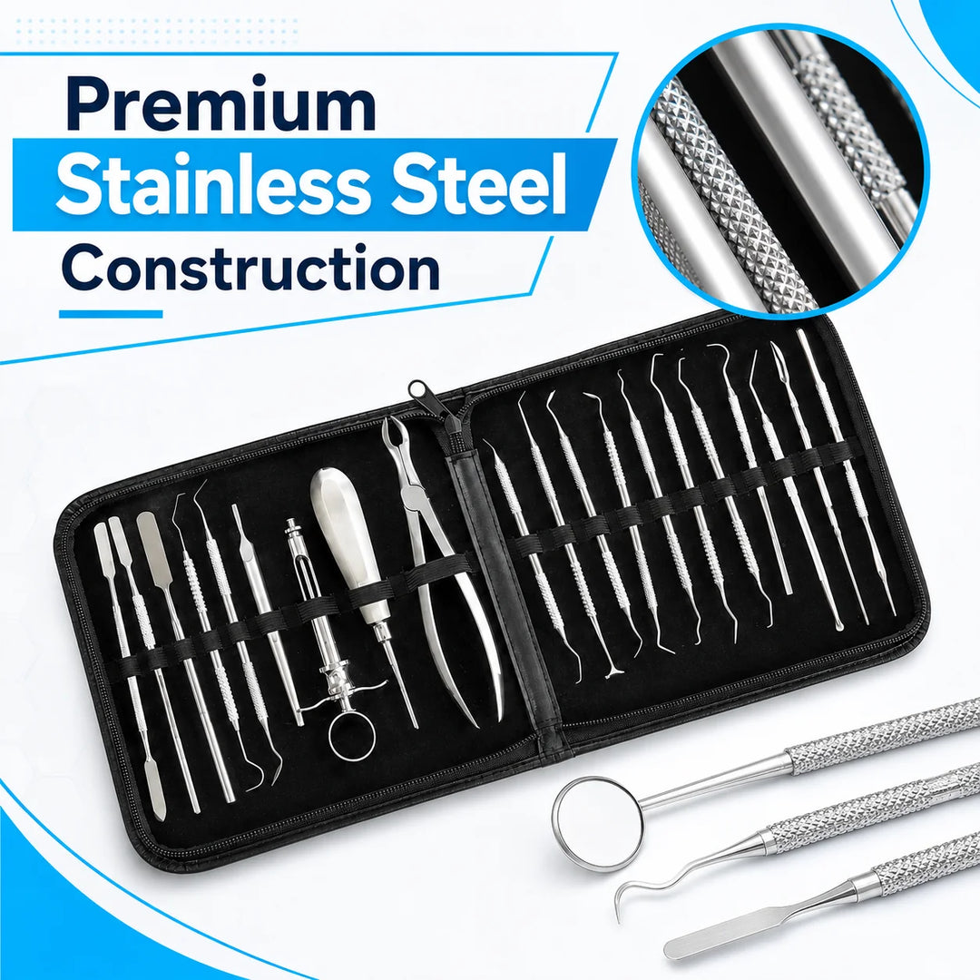 Organica Plus Instruments 20-Piece Stainless-Steel Dental Extraction and Examination Kit – Professional Instrument Set for Trained Clinical Workflows
