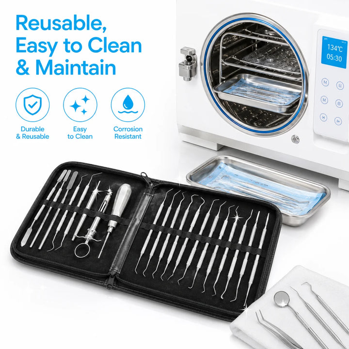 Organica Plus Instruments 20-Piece Stainless-Steel Dental Extraction and Examination Kit – Professional Instrument Set for Trained Clinical Workflows