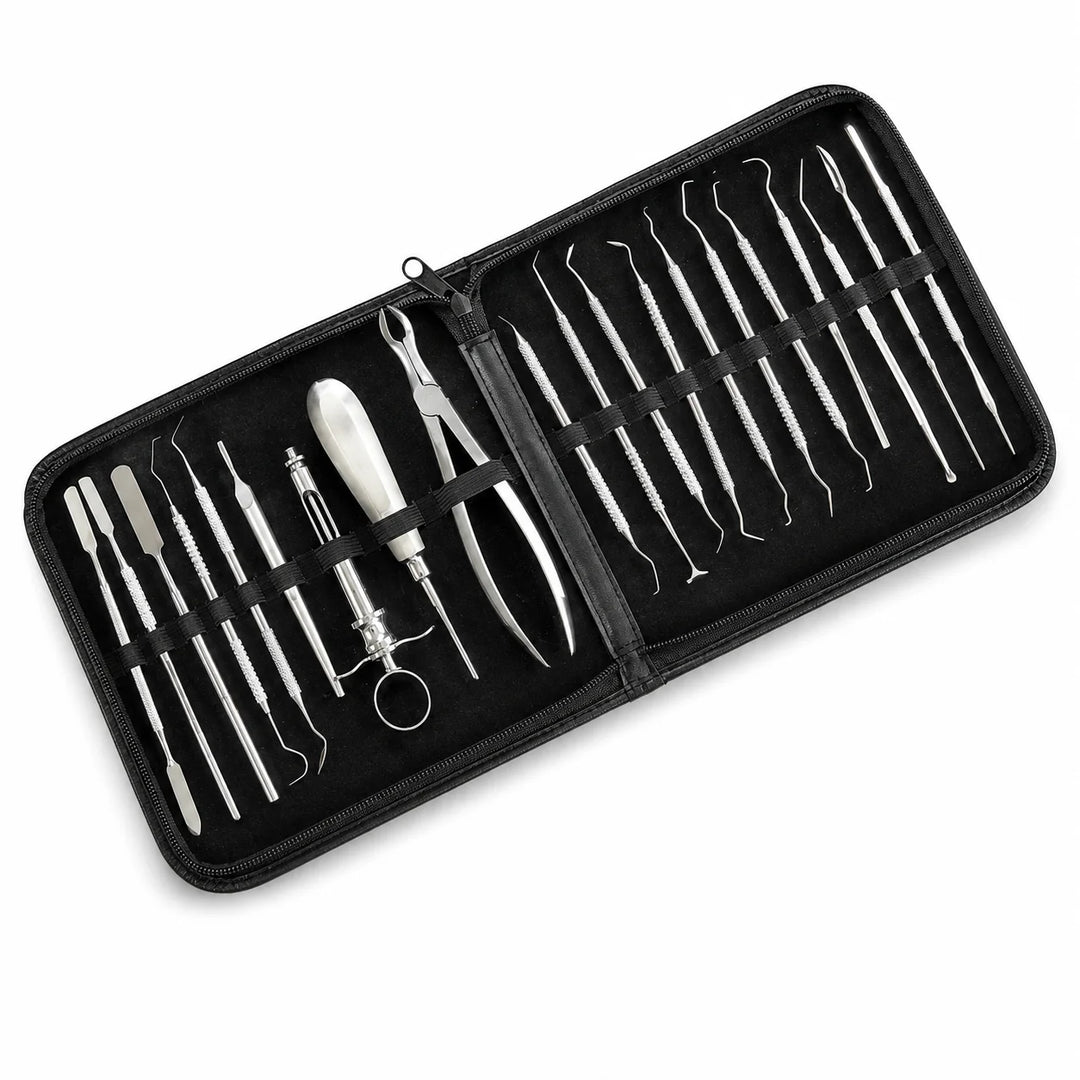 Organica Plus Instruments 20-Piece Stainless-Steel Dental Extraction and Examination Kit – Professional Instrument Set for Trained Clinical Workflows