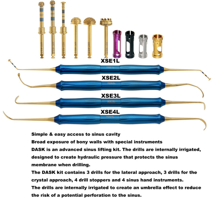 DASK Dental Sinus Implant Elevation Drill Stopper &amp; Hand Instrument Kit