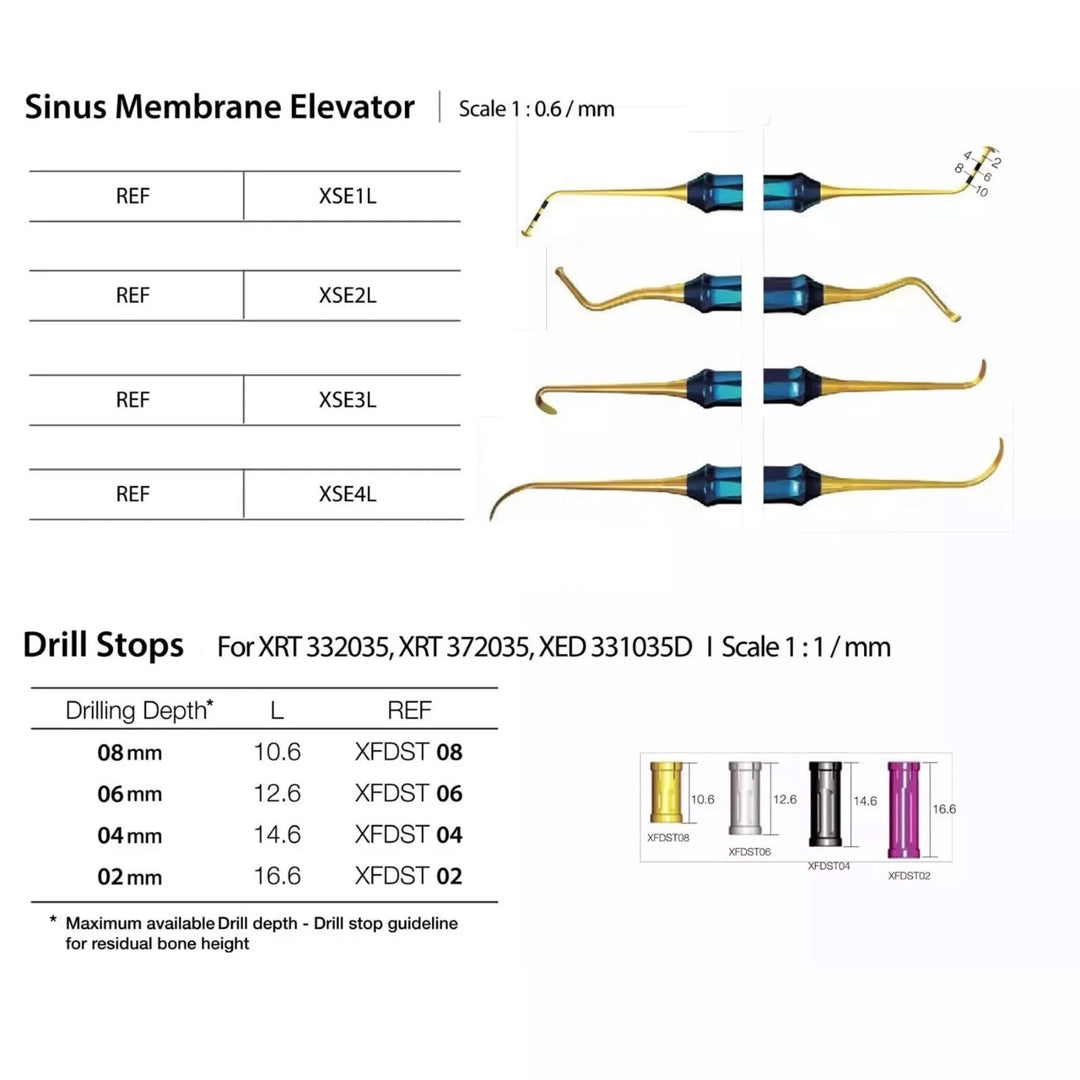 DASK Dental Sinus Implant Elevation Drill Stopper &amp; Hand Instrument Kit