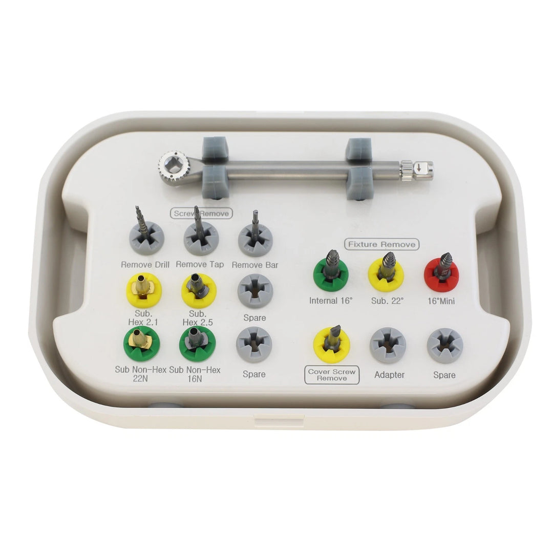 Dental Implant Fixture &amp;amp; Fractured Screw Removal Kit Drill Bar Remover Extractor