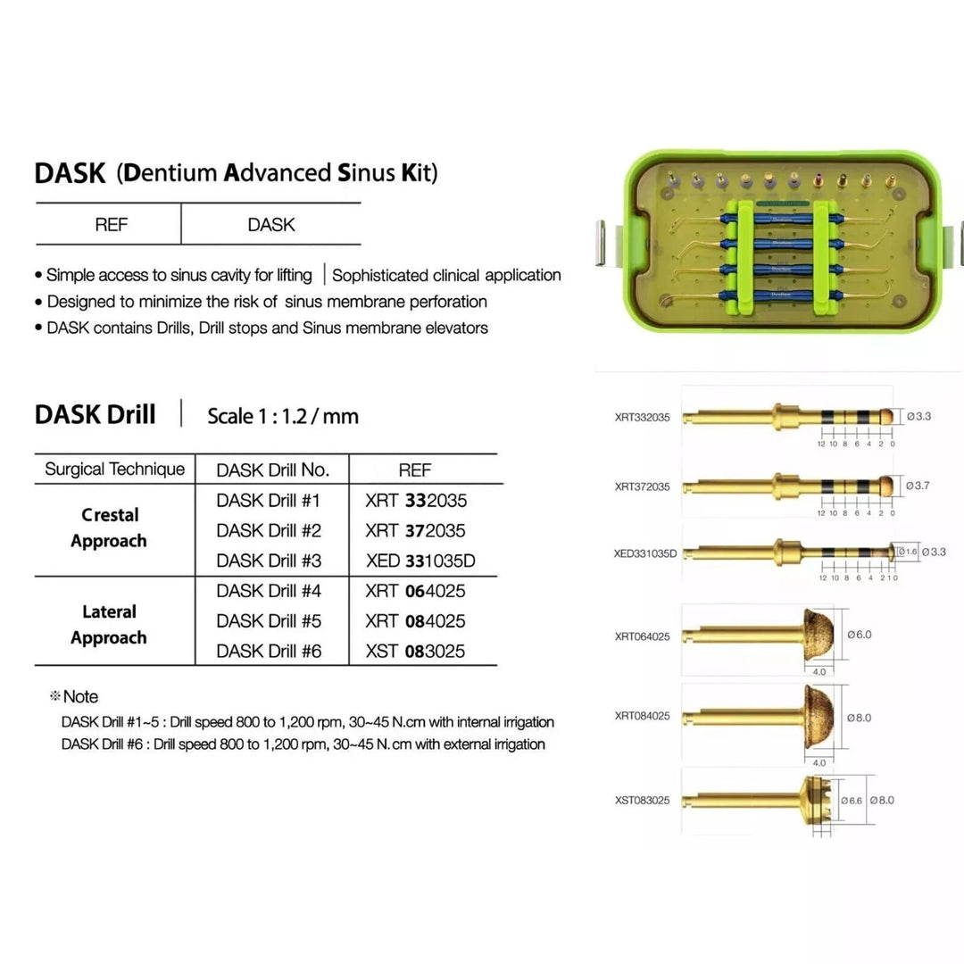 DASK Dental Sinus Implant Elevation Drill Stopper &amp; Hand Instrument Kit