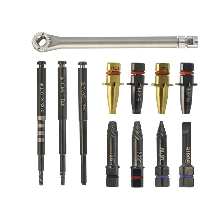 Dental Implant Fixture &amp;amp; Fractured Screw Removal Kit Drill Bar Remover Extractor