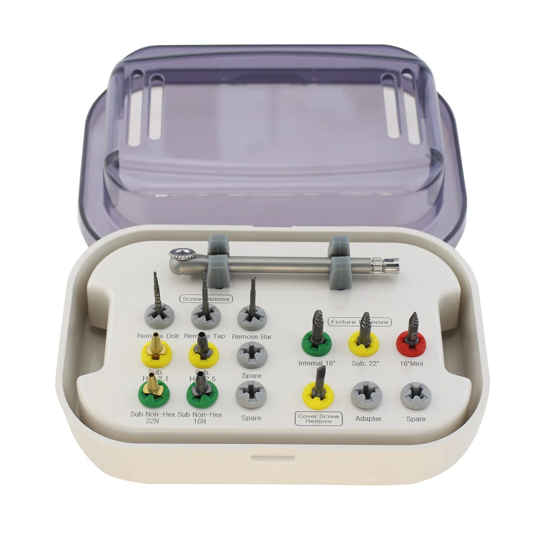 Dental Implant Fixture &amp;amp; Fractured Screw Removal Kit Drill Bar Remover Extractor